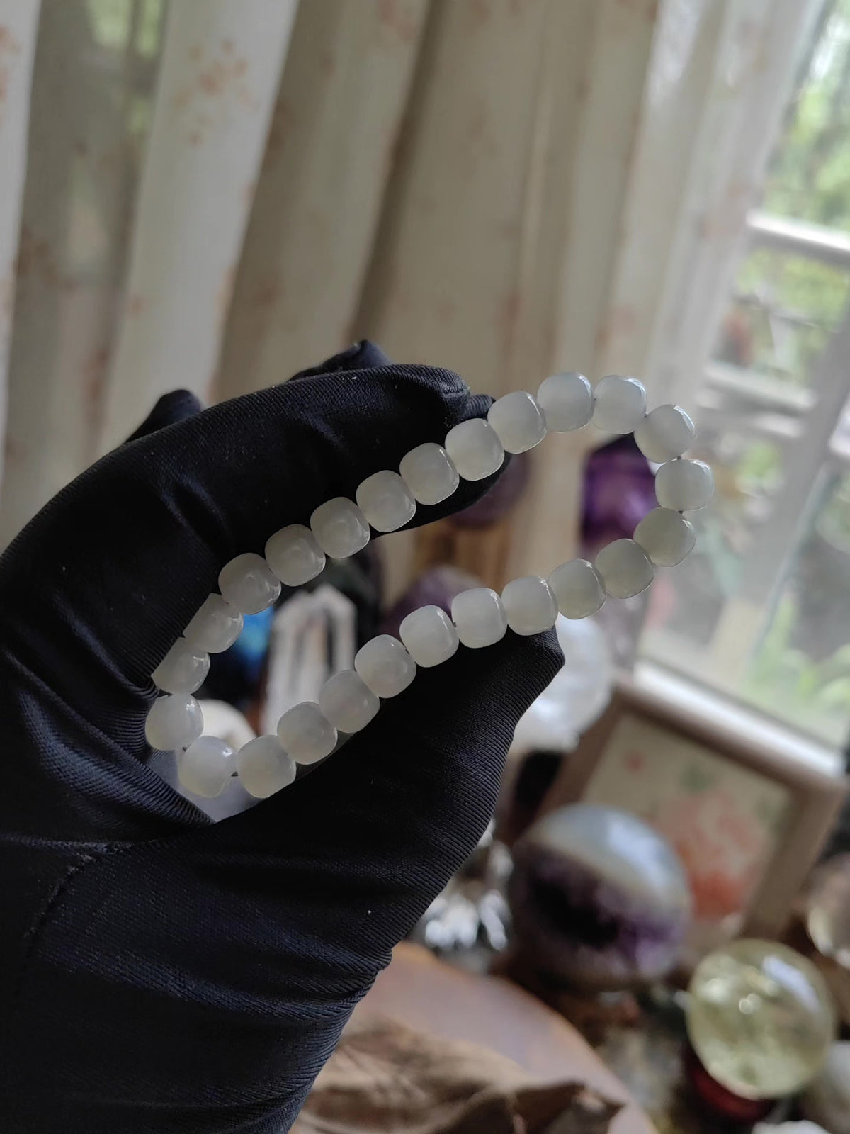 Pulseira Vintage de Jade de Hetian Roxo Fumado