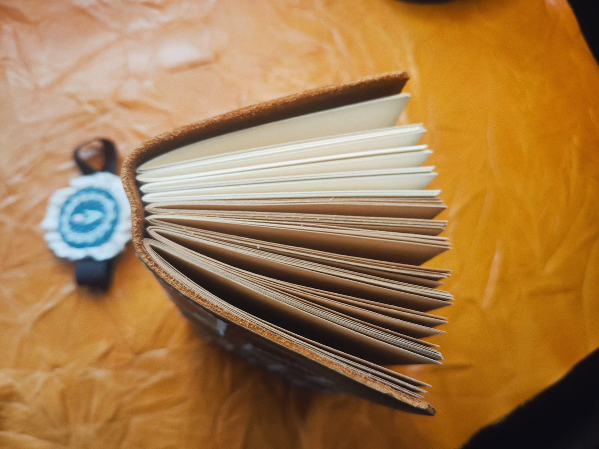 Handcrafted Leather Notebook with Oil Painting Stamps