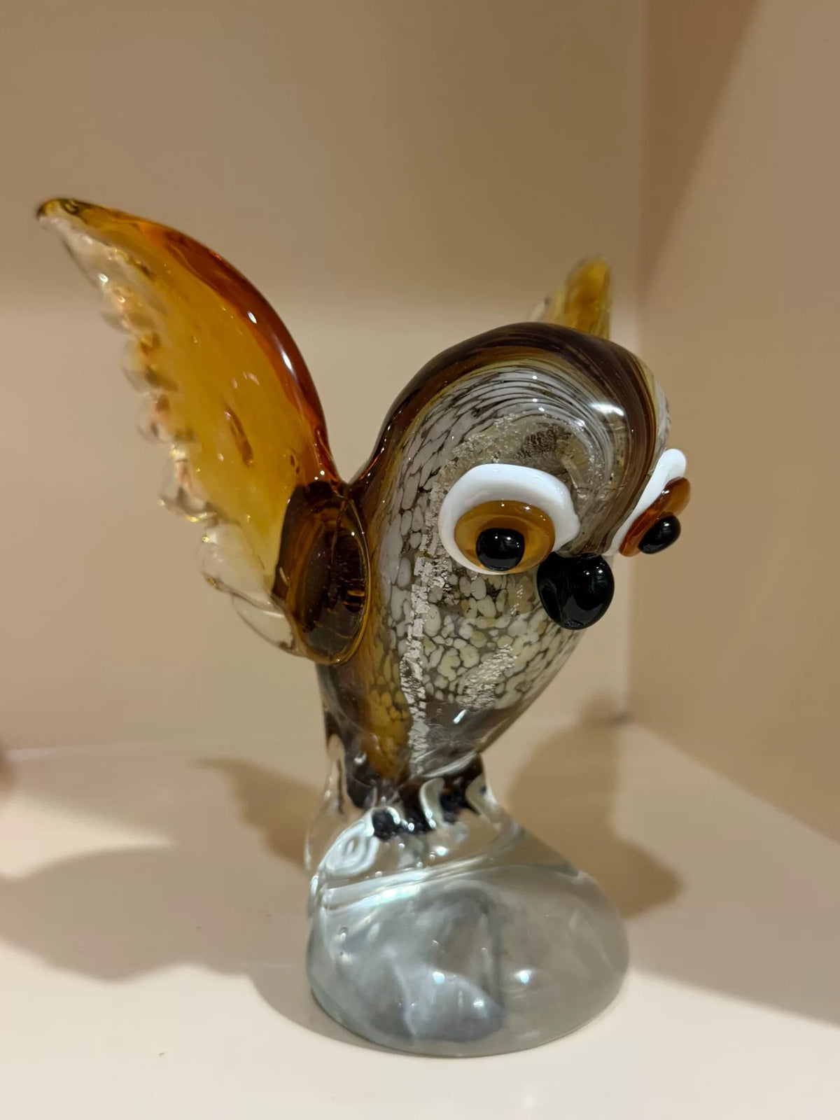 Vintage Liuli Glass Owl Figurine