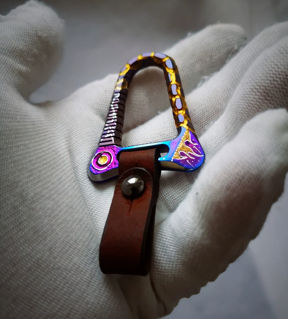 Titanium Alloy Carabiner Keychain with Suede Strap