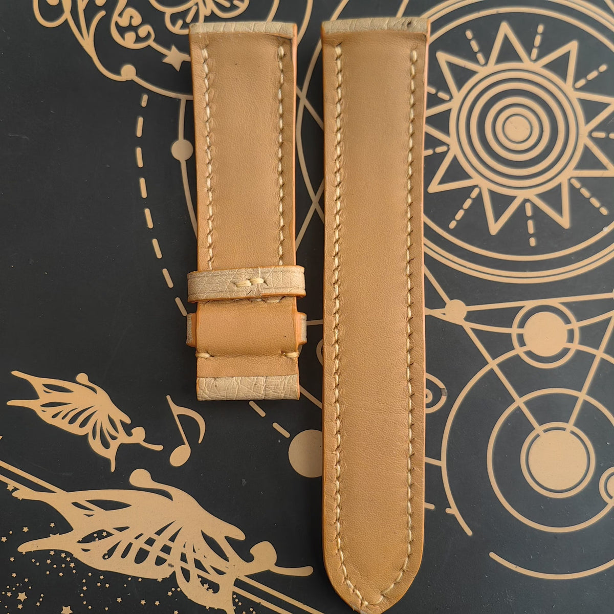 Ostrich Leather Watch Strap 22-20mm Hand Stitched