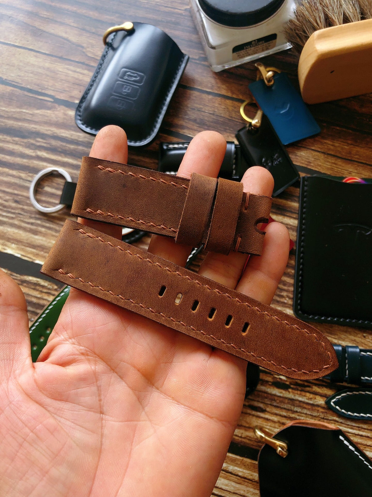 Handcrafted Crazy Horse Leather Watch Strap