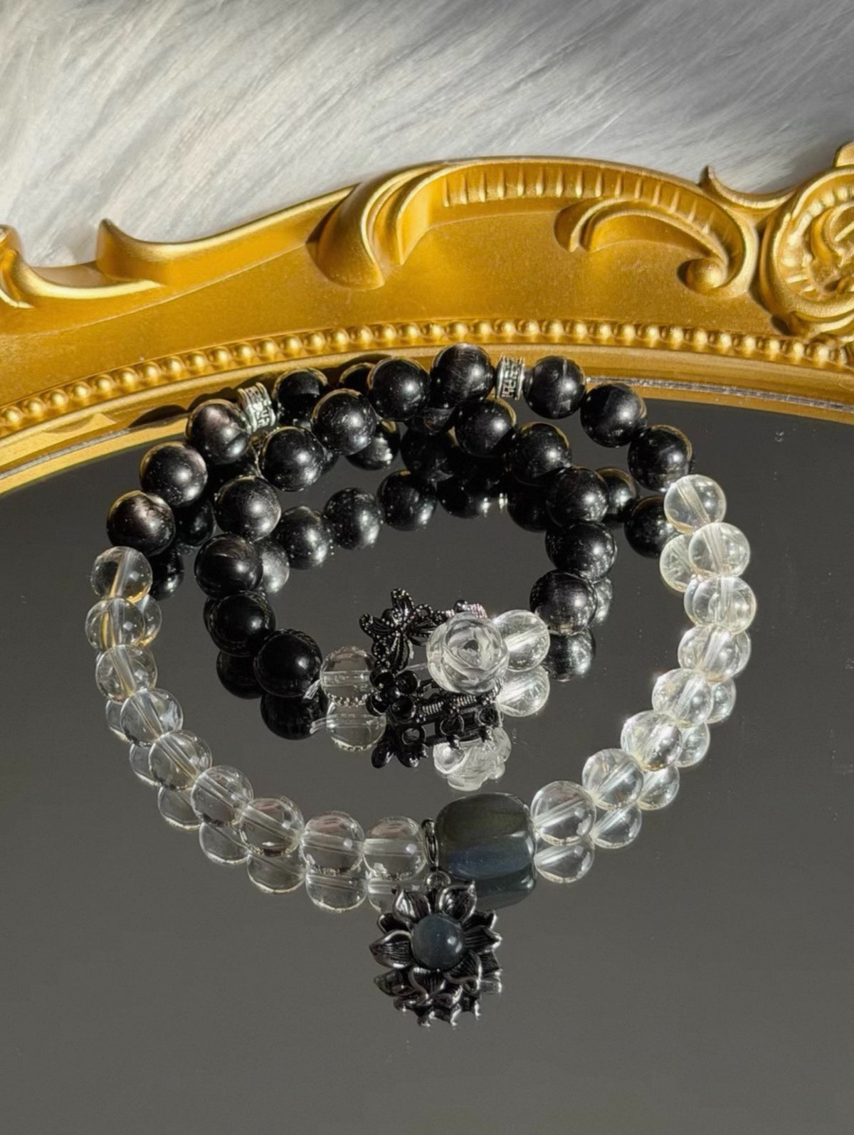 Natural Crystal Double Loop Beaded Bracelet