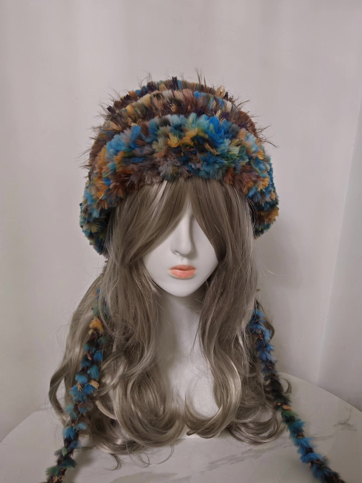 Dunhuang Color Hooded Hat with Braided Tassels