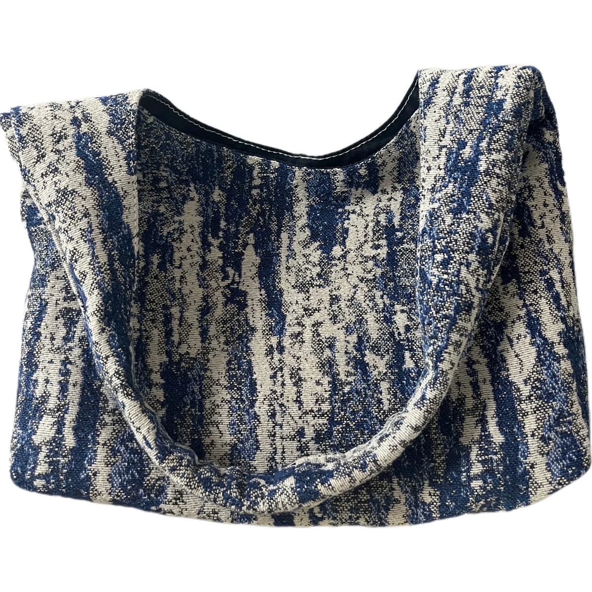 Måneformad axelväska i indigo tie-dye