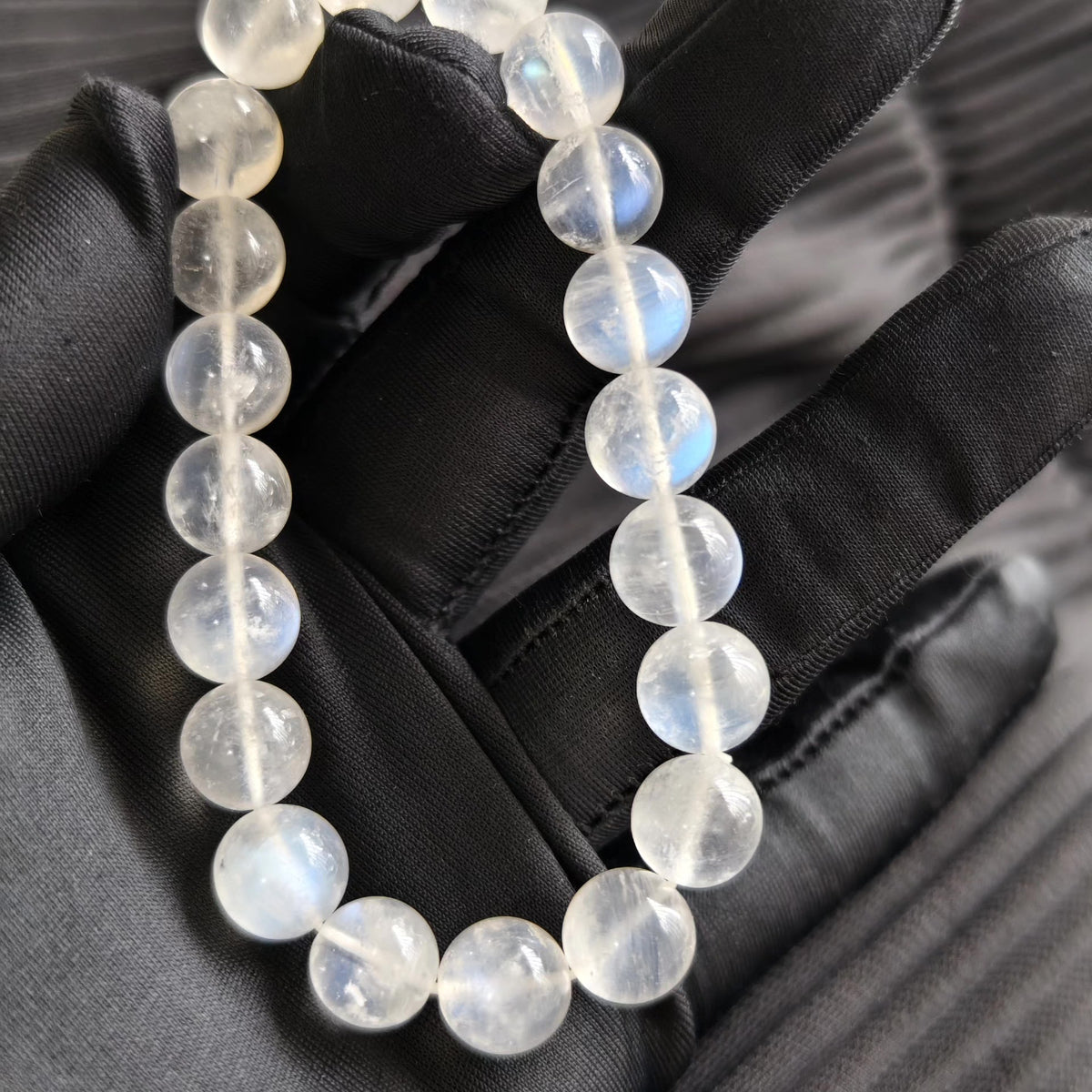 Blue Moonstone Beaded Bracelet 9.8mm