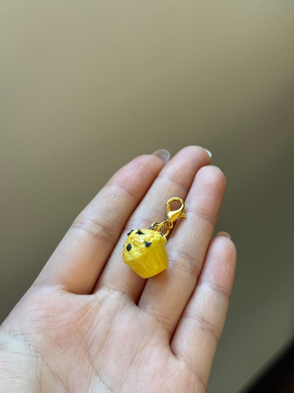 Miniature Yellow Cupcake Charm with Lobster Clasp