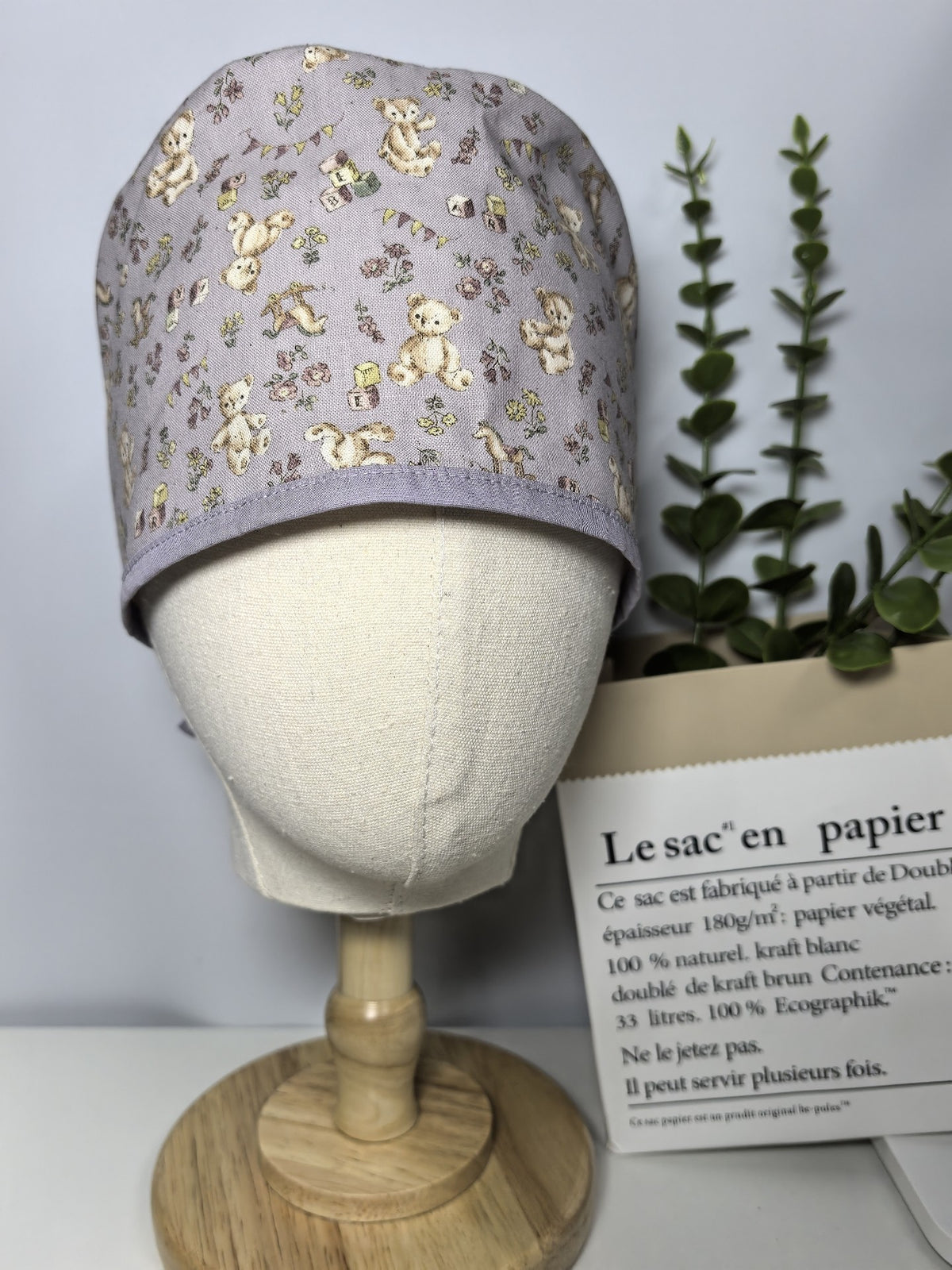Lavender Cotton Teddy Bear Print Surgical Cap