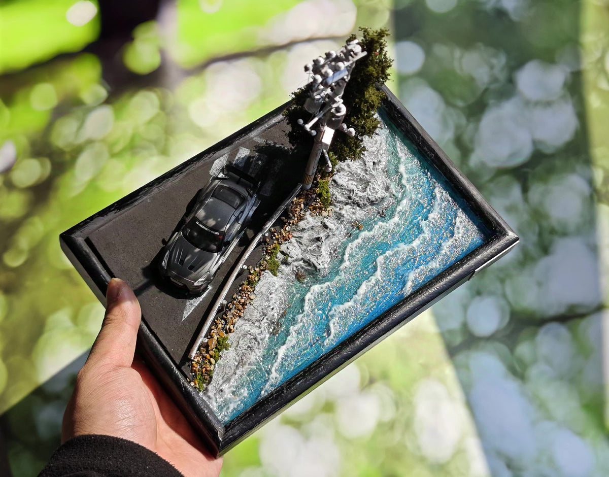 1/64 Scale Coastal Road Diorama Wooden Base