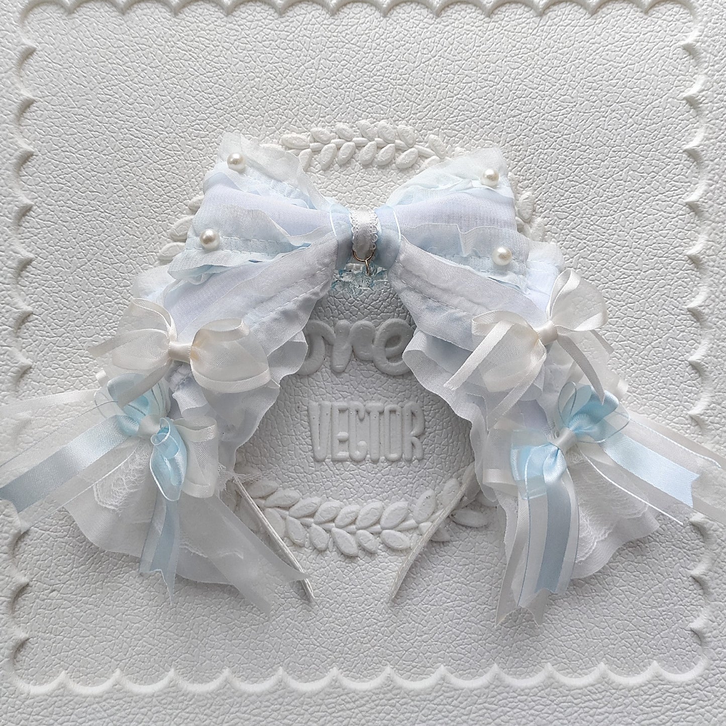 Lolita Large Bow Headband with Veil – Pink or Blue