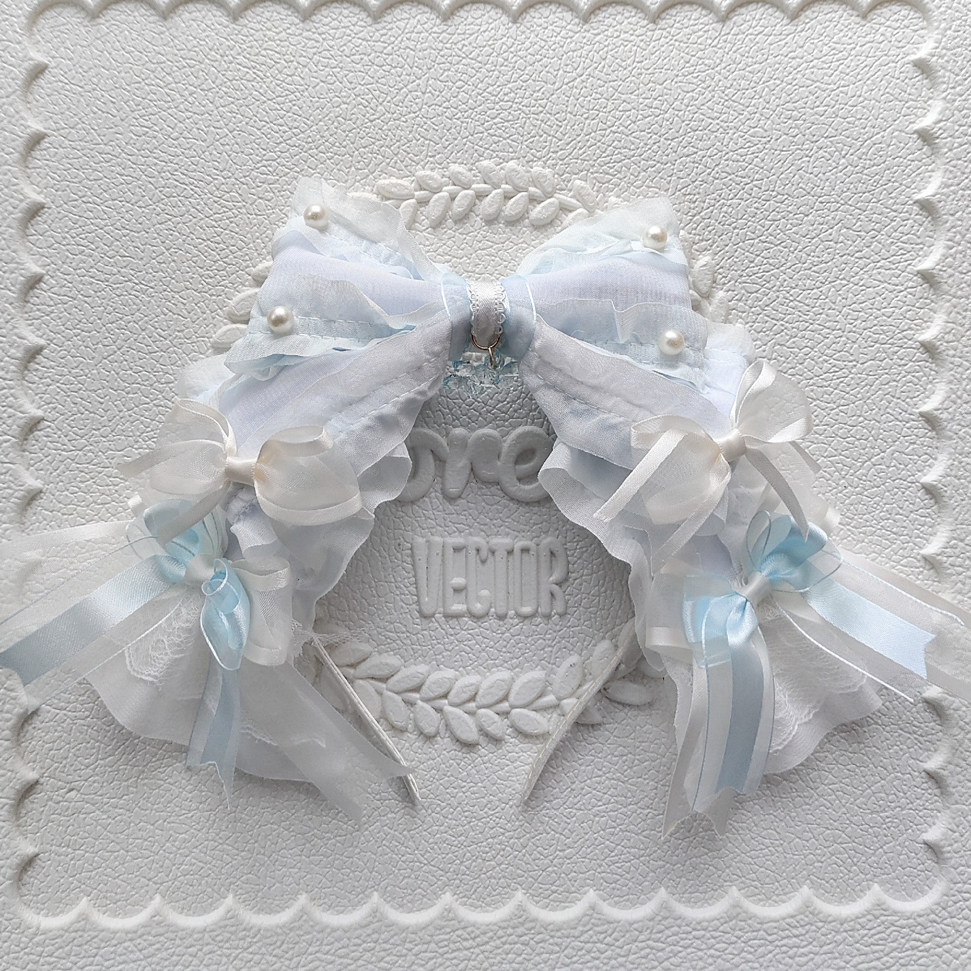 Lolita Large Bow Headband with Veil – Pink or Blue