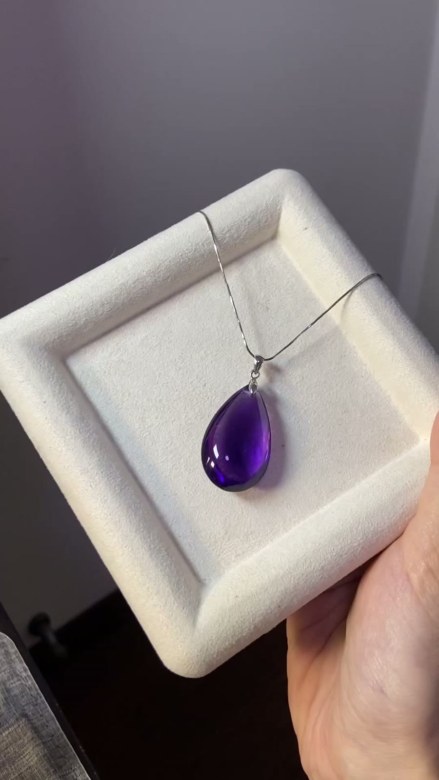Natural Brazilian Amethyst Teardrop Pendant 925 Silver