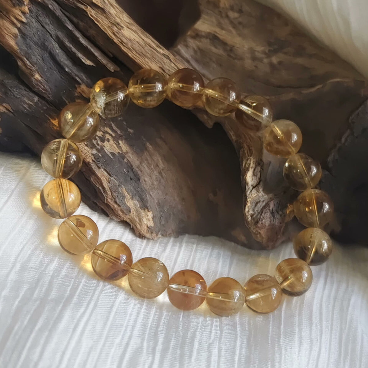 Natural Citrine Bead Bracelet 10mm