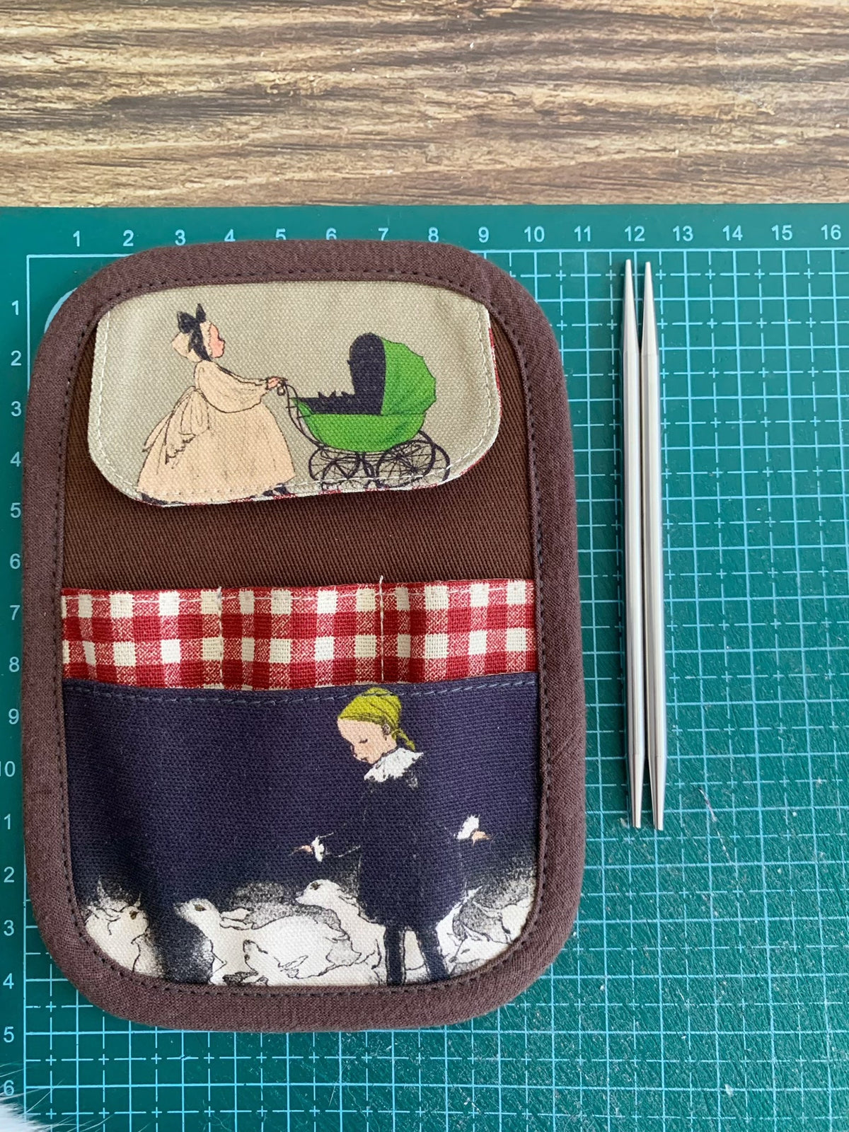 Patchwork Knitting Needle Holder Pouch