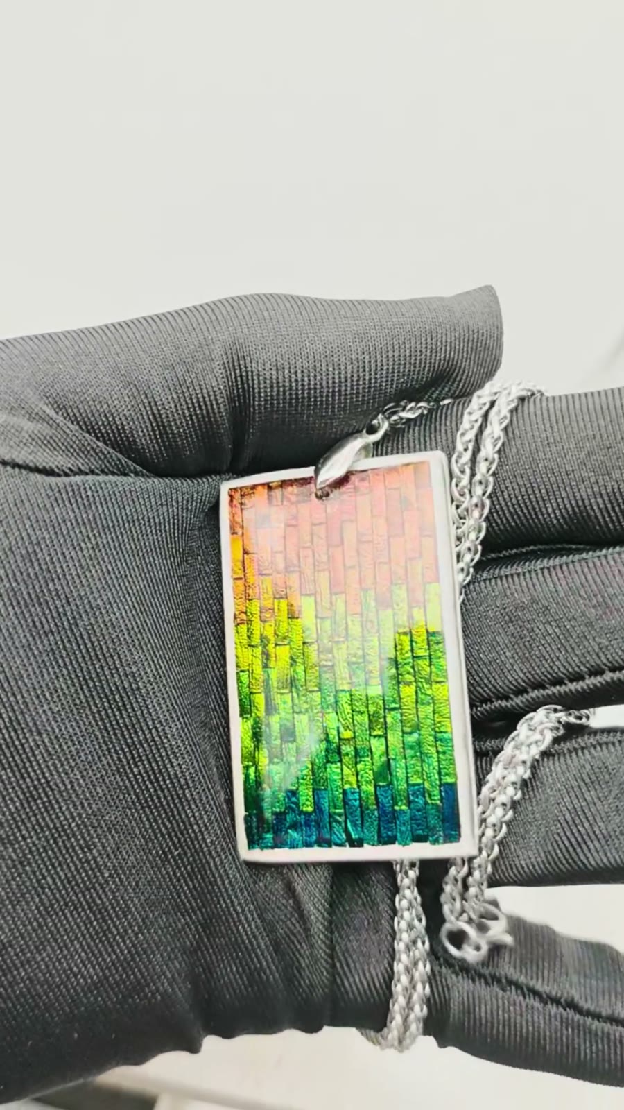Sterling Silver Jewel Beetle Mosaic Pendant Necklace