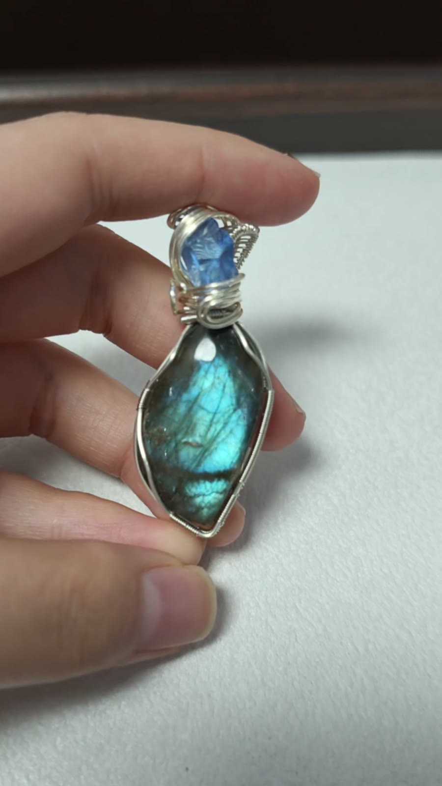 Handmade Wire Wrapped Blue Labradorite Necklace