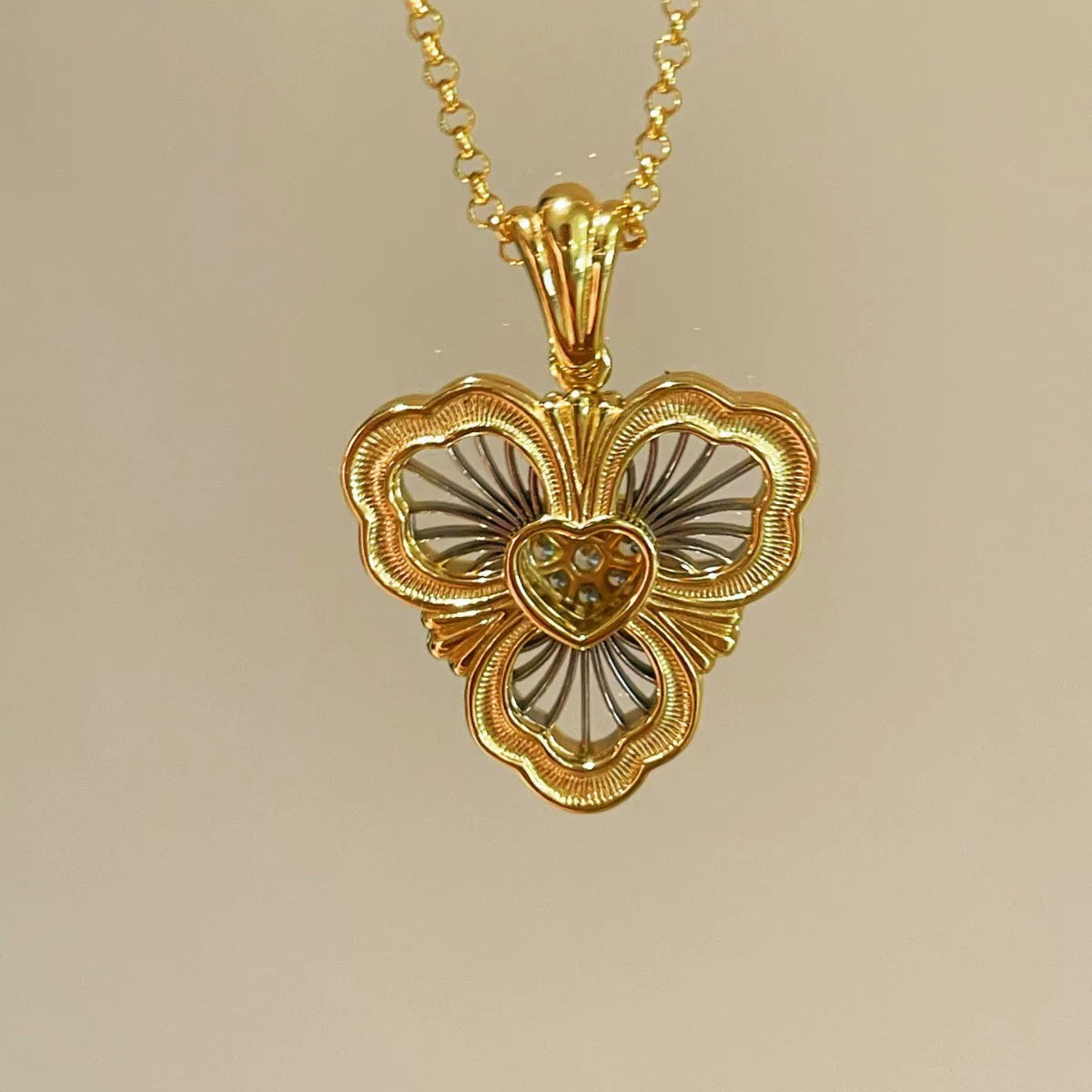 Sterling Silver Clover Necklace Openwork Design