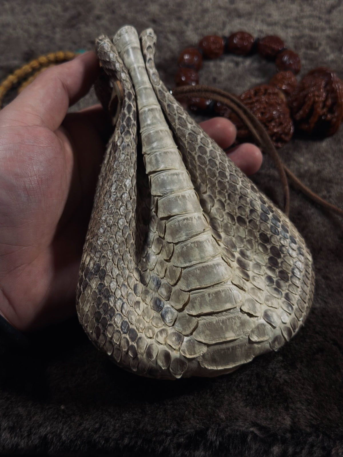 Handcrafted Dragon Scale Leather Drawstring Pouch