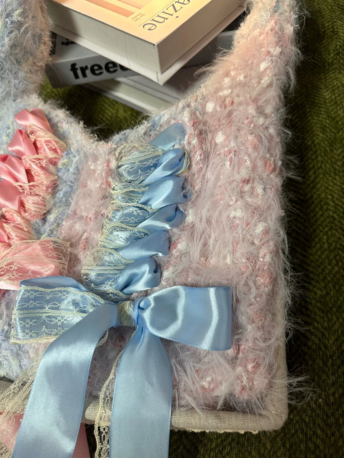 Sac ballerine en maille bicolore avec nœuds