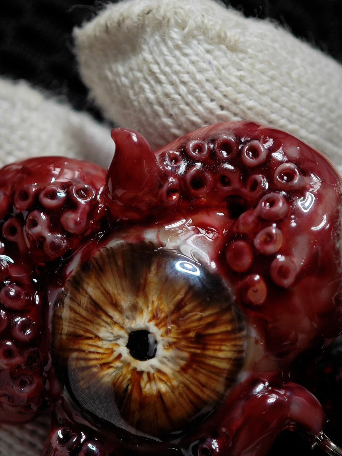 Cthulhu Eye Pendant Red Tentacle Resin Necklace