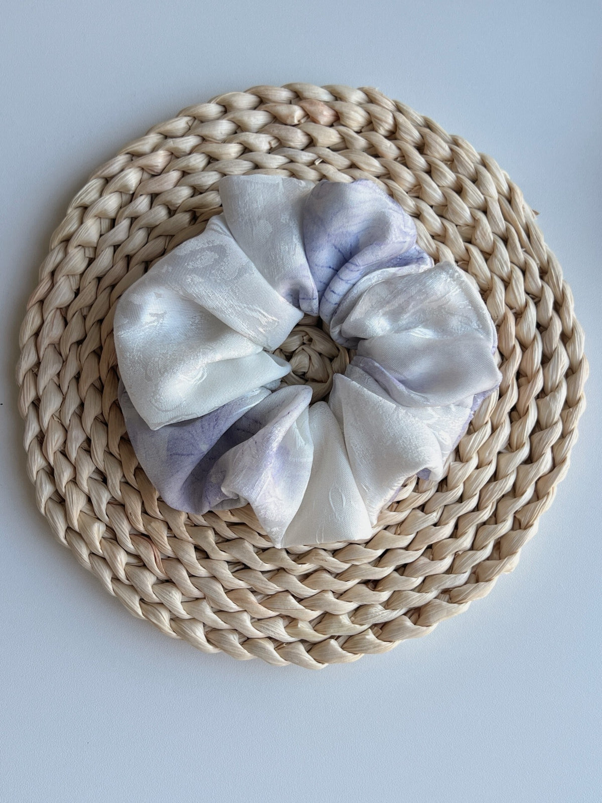 Jacquard Fabric Scrunchie Misty Purple Blue