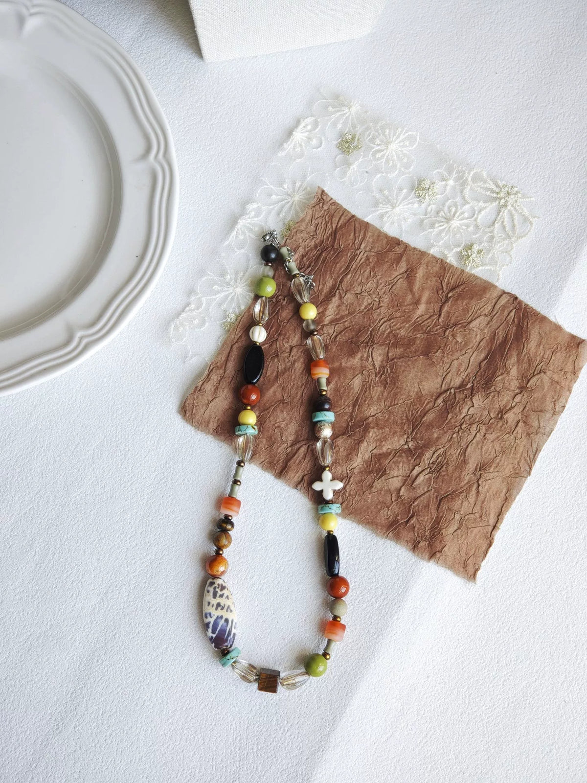 Handmade Mixed Stone Beaded Necklace