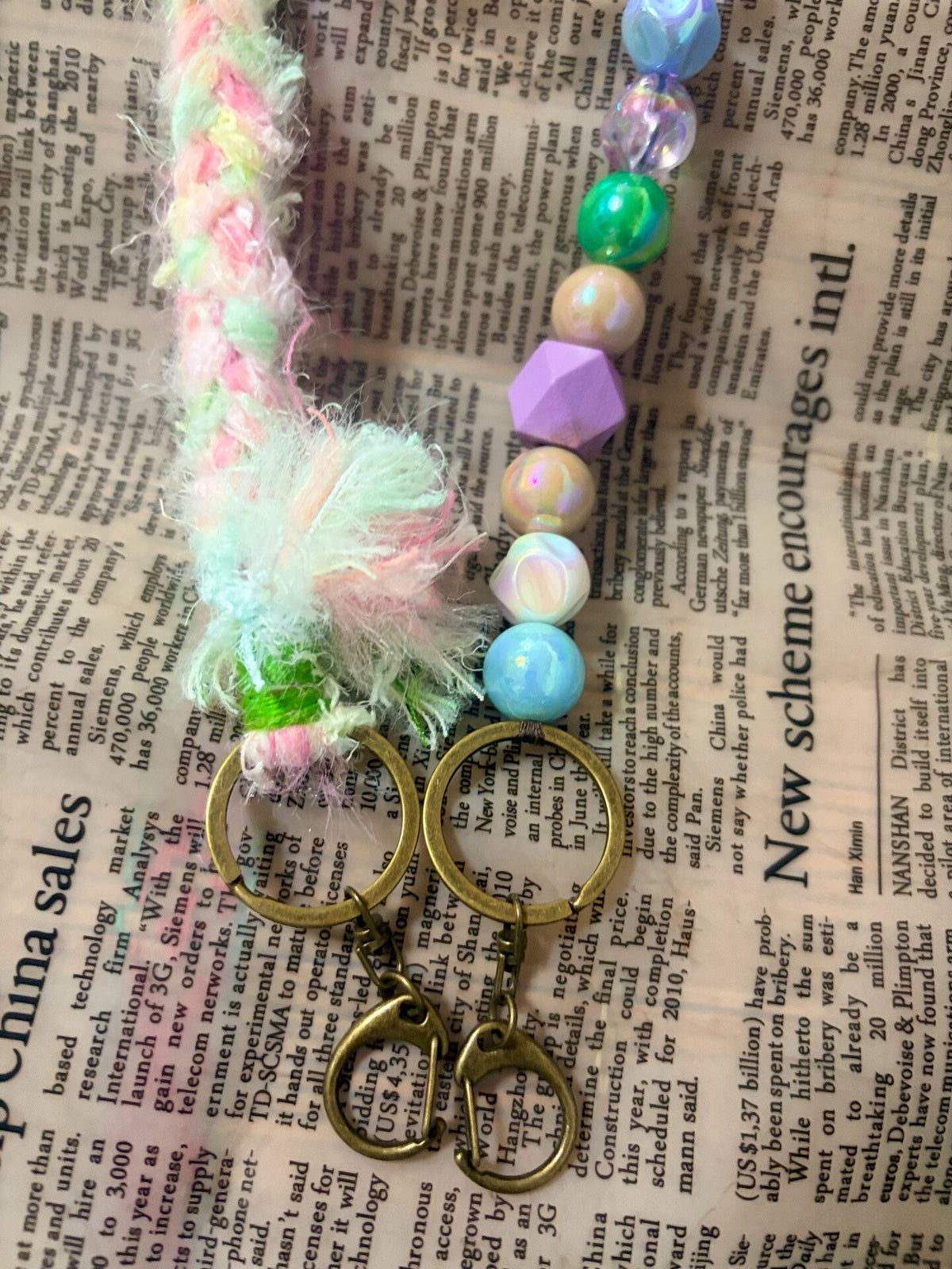 Handmade Macaron Phone Crossbody Strap Mixed Threads