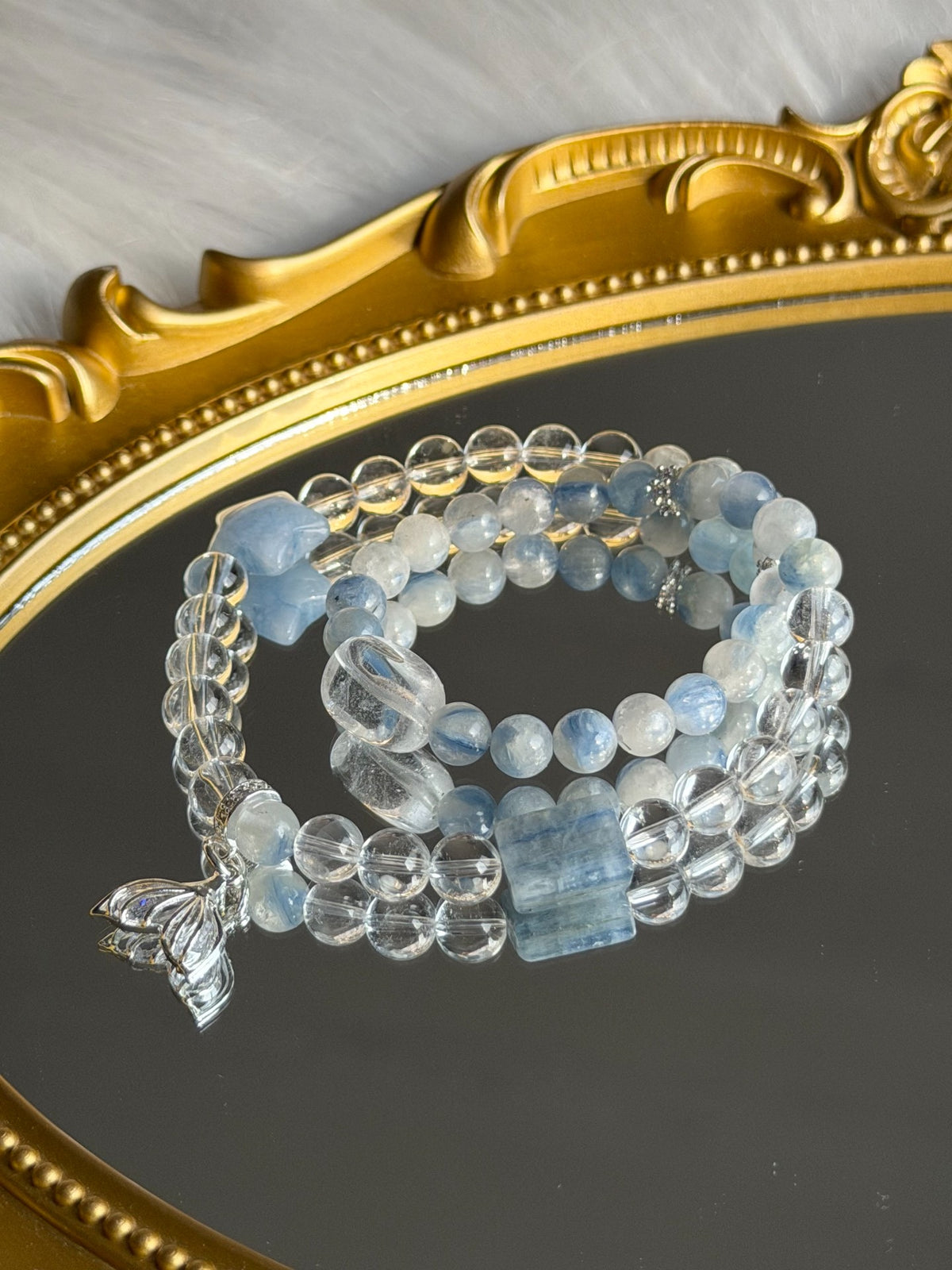 Bracciale a Doppio Filo in Cianite e Cristallo