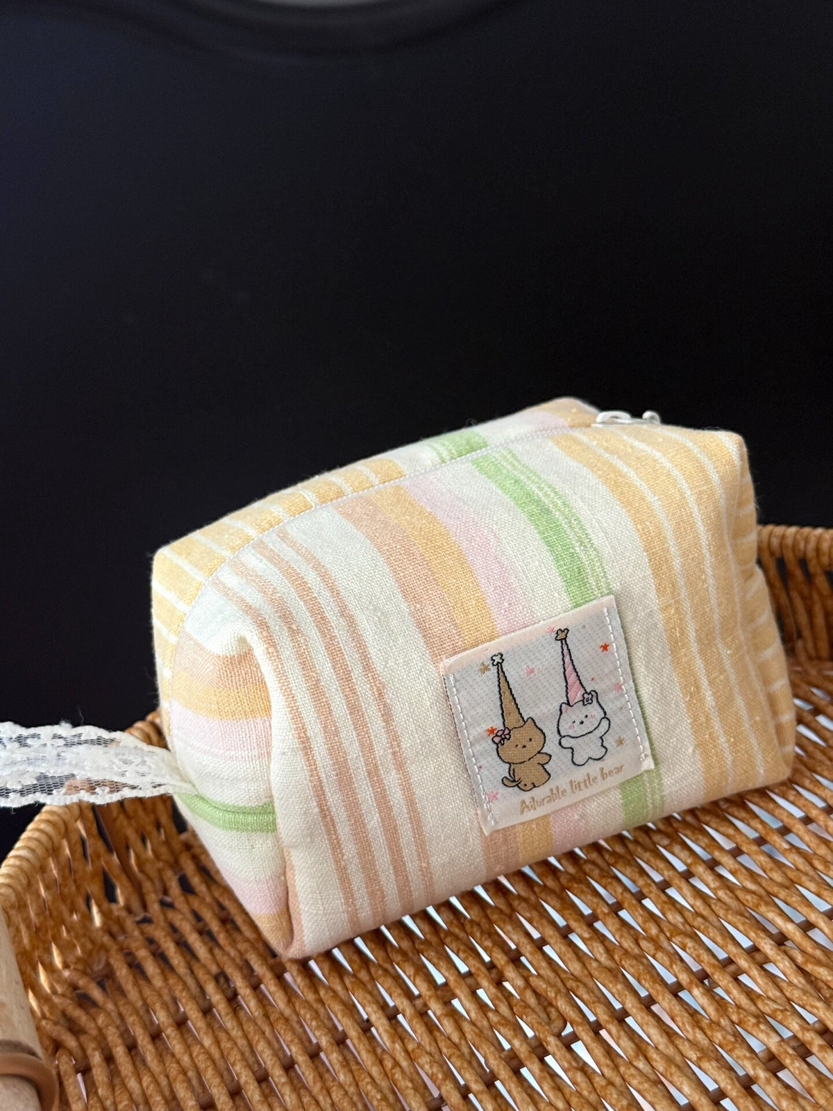 Handwoven Striped Cotton Storage Pouch Card Holder
