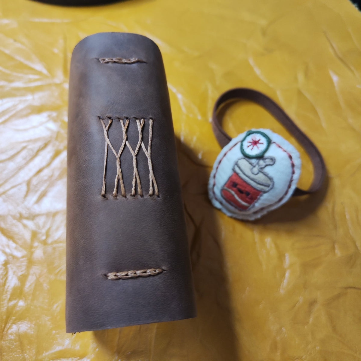Cowhide Notebook Coffee Cup Embroidery Strap