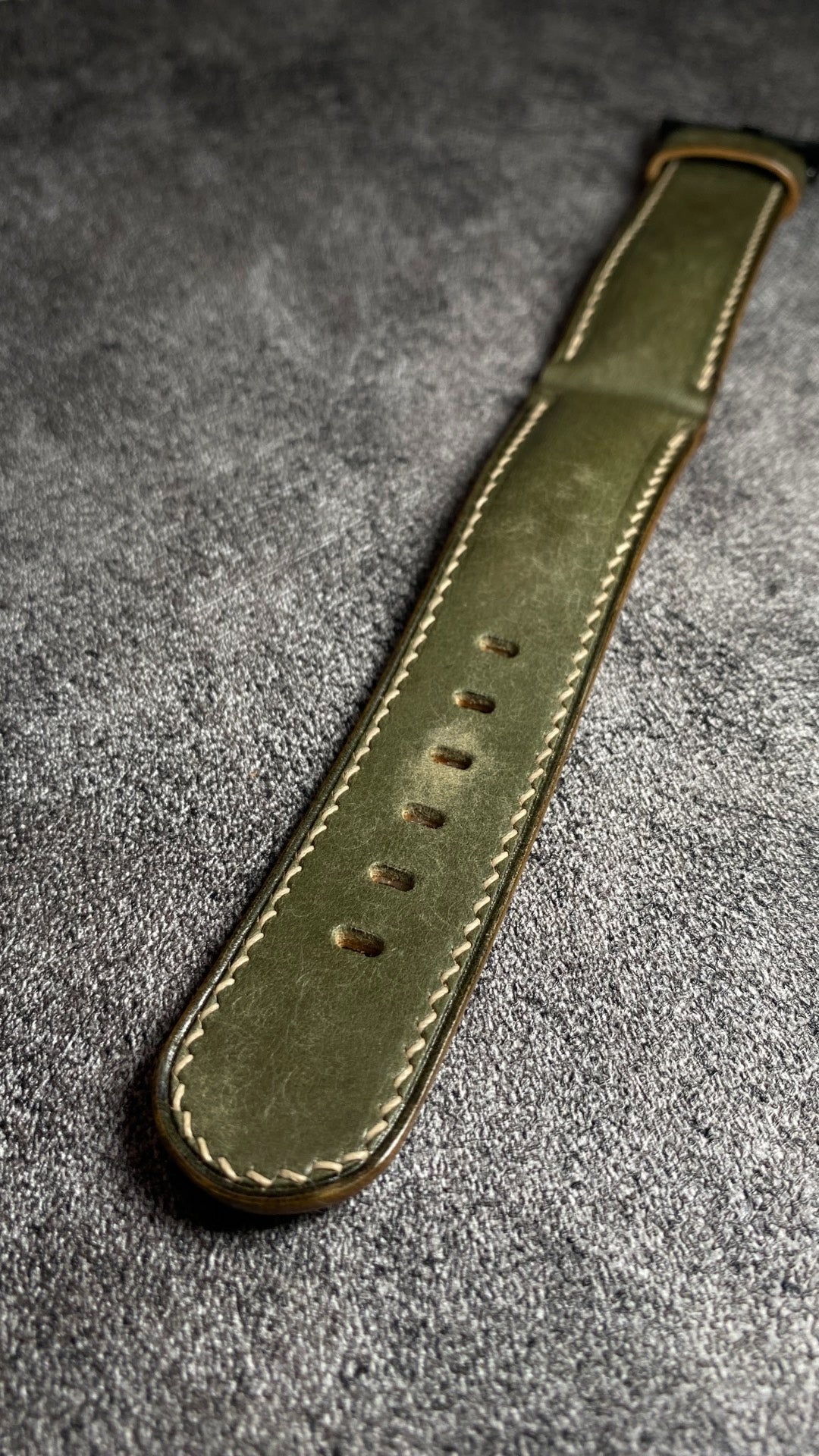 Handcrafted Olive Leather Watch Strap