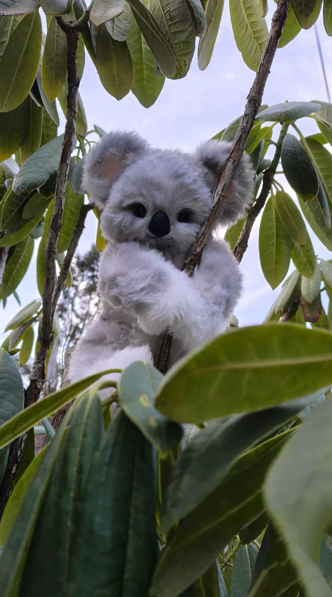 Peluche Koala Chibi Artisanale en Fausse Fourrure Grise