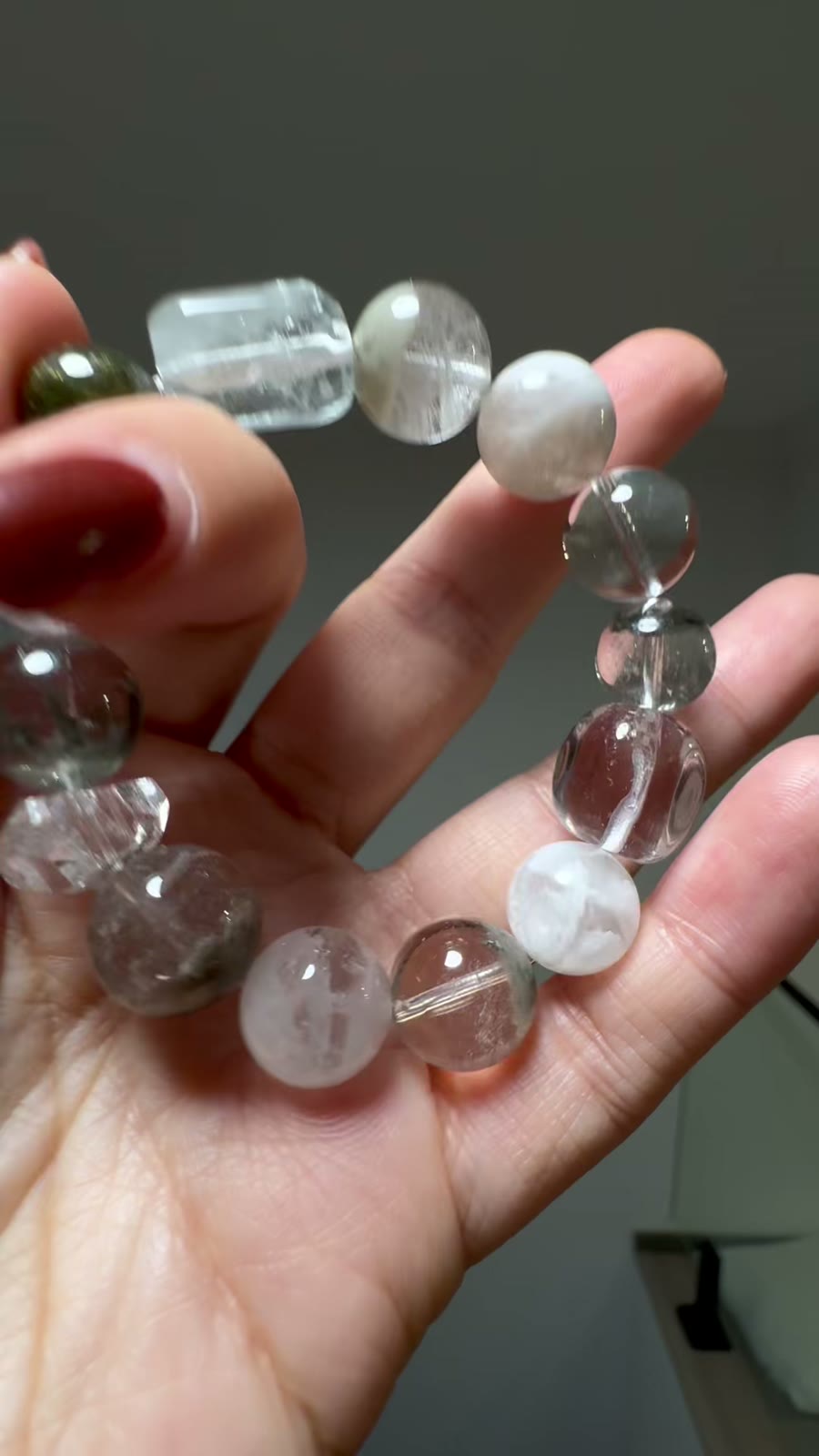 Bracelet de perles en quartz naturel vert phantom