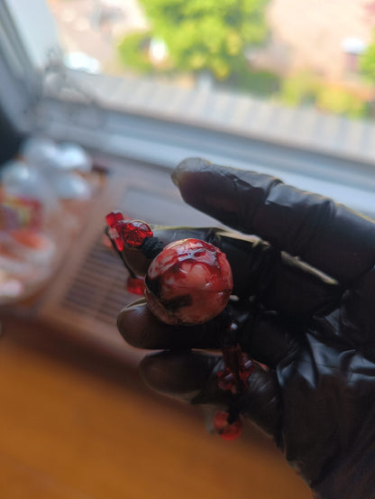 Cthulhu Eye Resin Pendant with Faceted Red Accent Beads