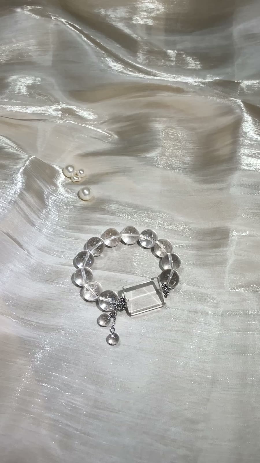 Clear Crystal Bead Bracelet 14.5mm Pendant