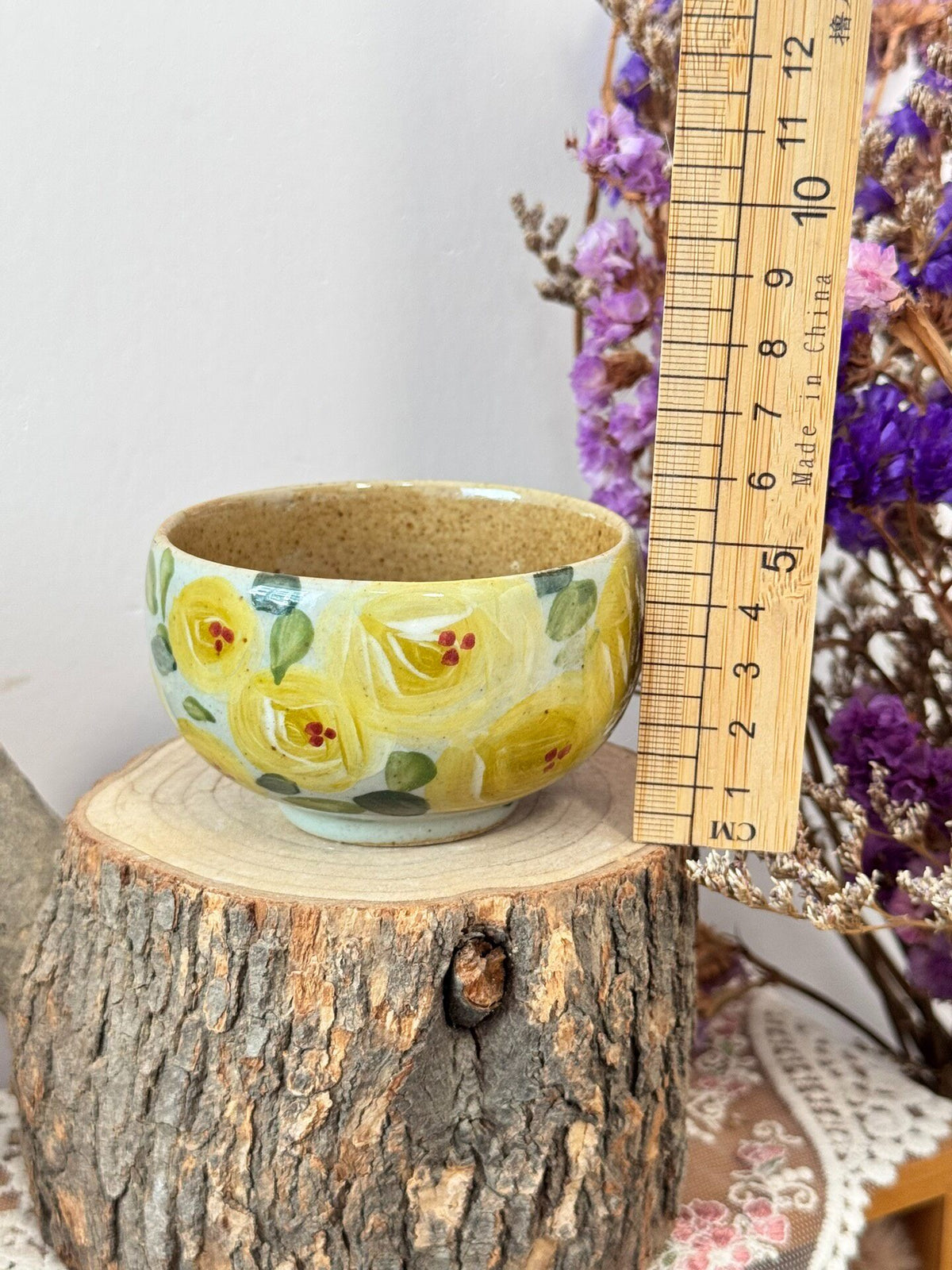 Handpainted Yellow Rose Ceramic Tea Cup