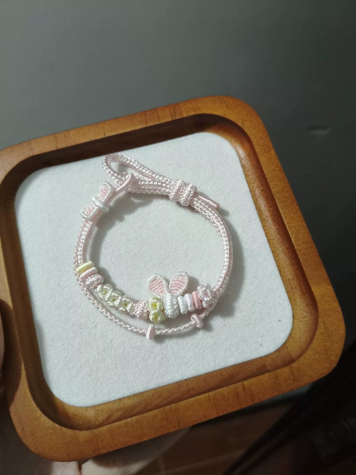 Handgewebt Rosa Weiß