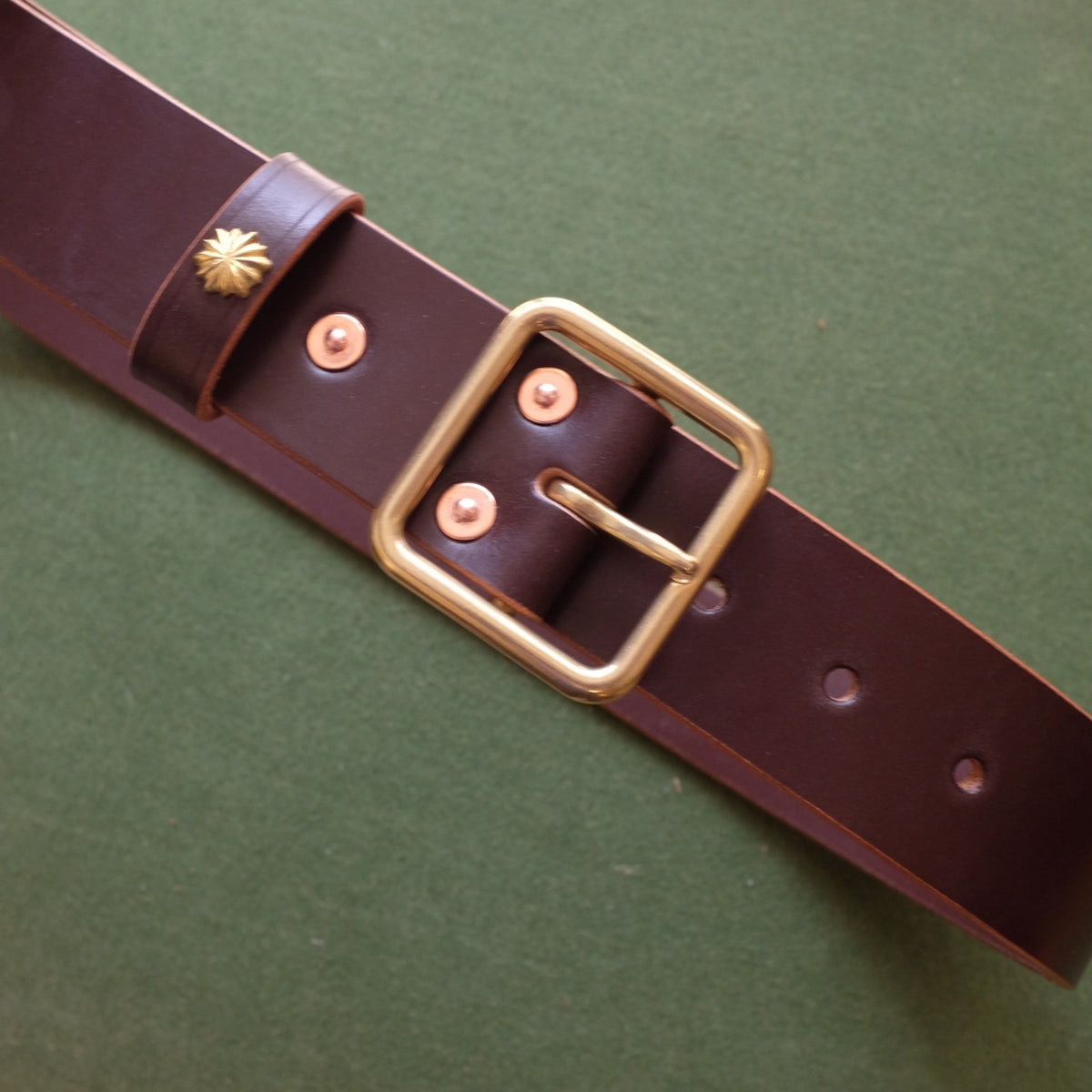 Leather Belt with Brass Buckle