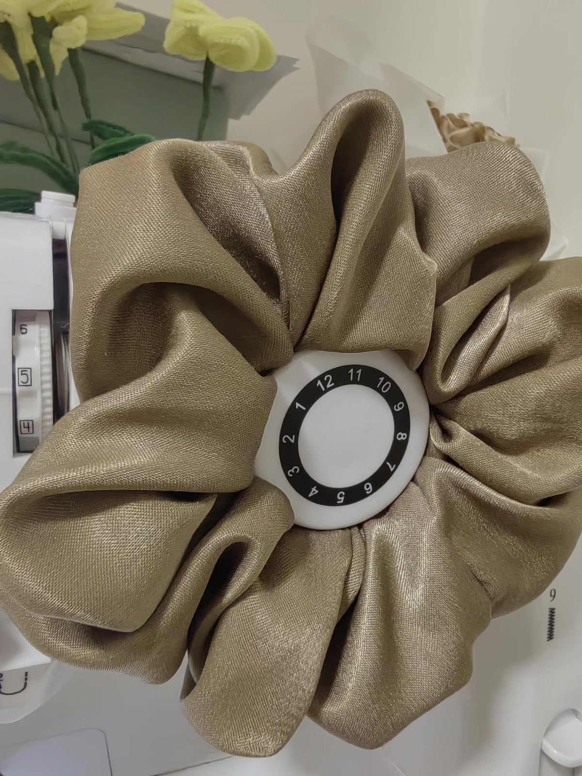 Grote Satin Scrunchie in Muted Olive Taupe