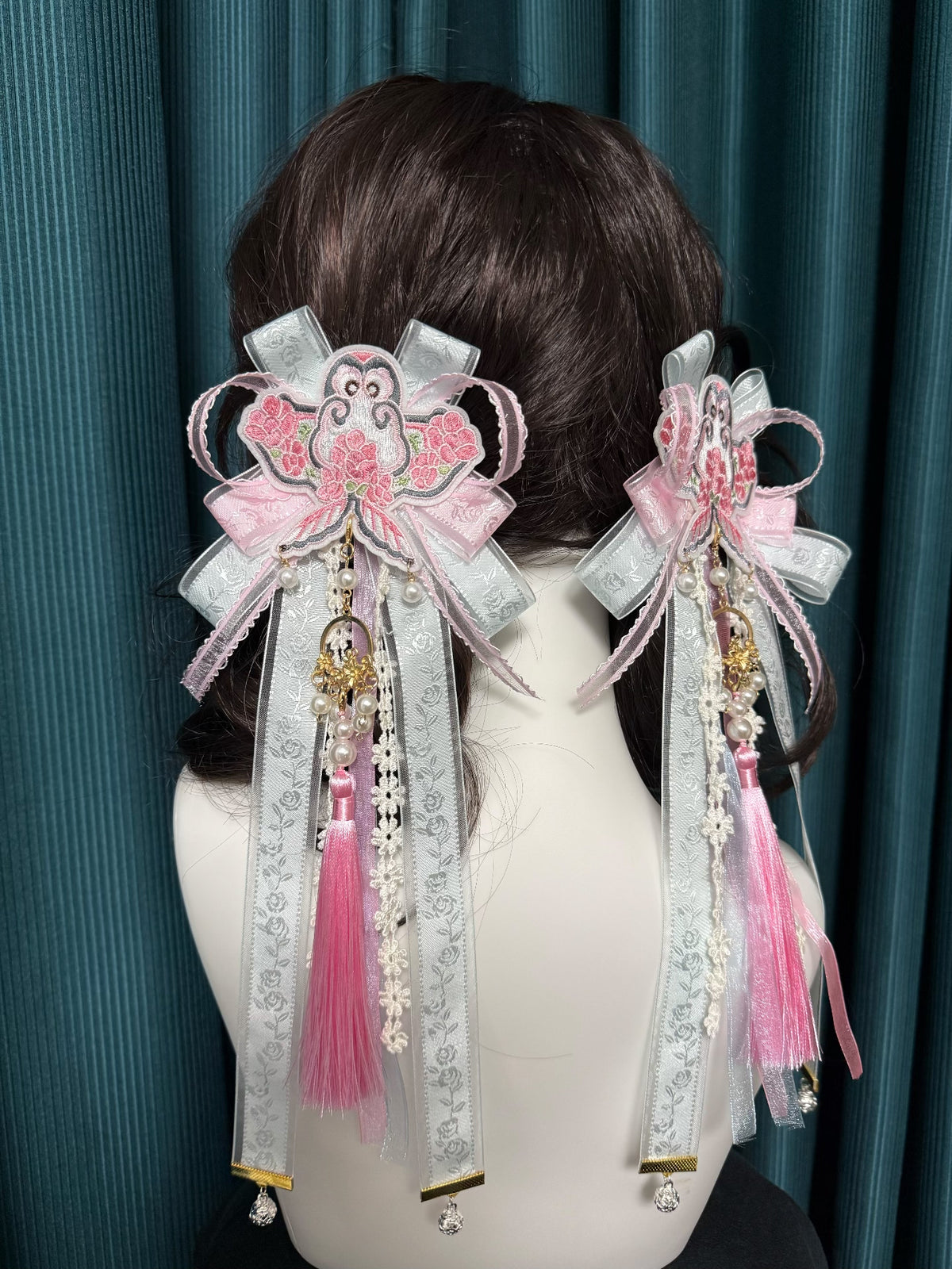 Lolita Embroidered Butterfly Hair Side Clips