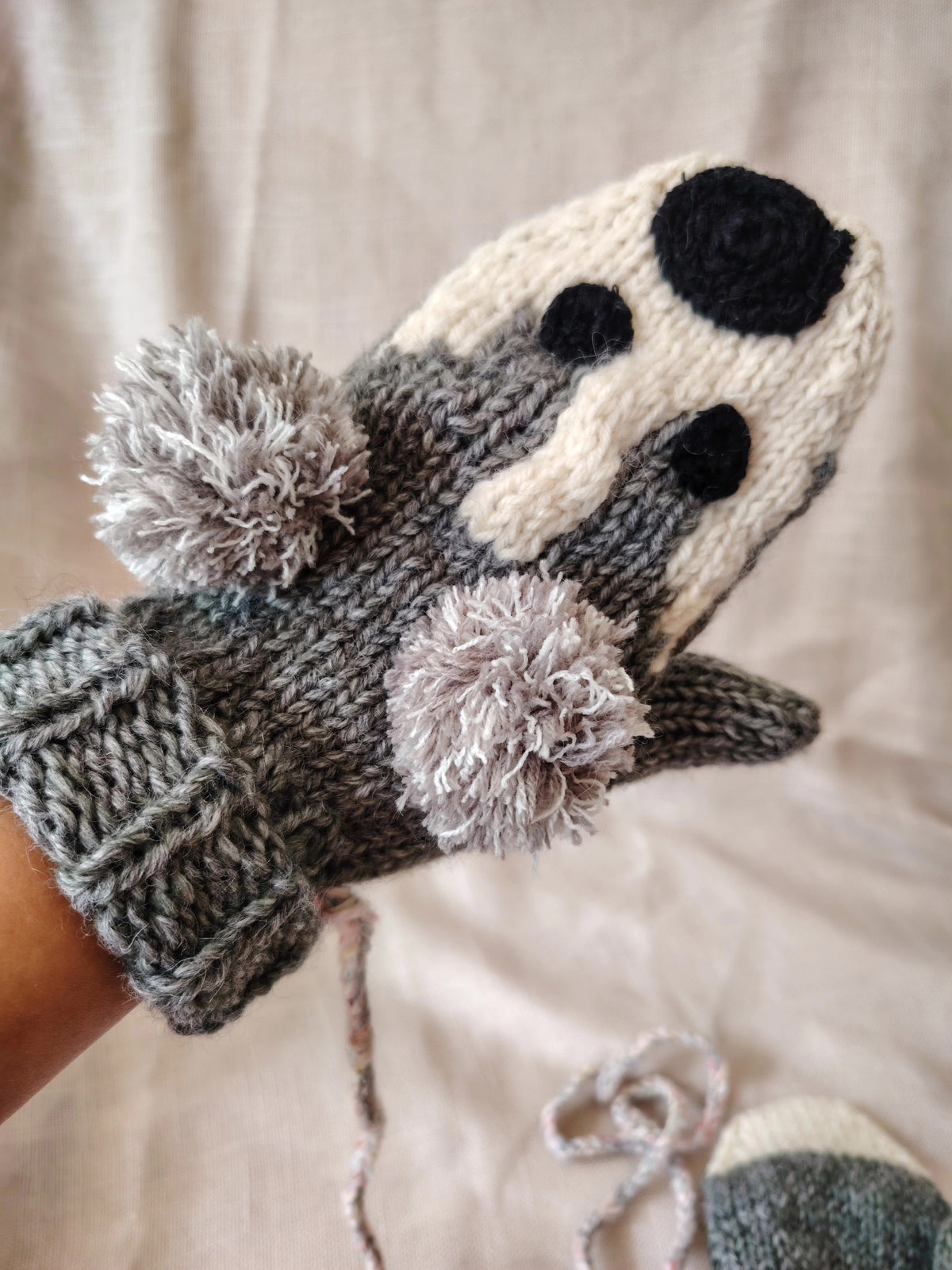 Pure Wool Fingerless Raccoon Gloves