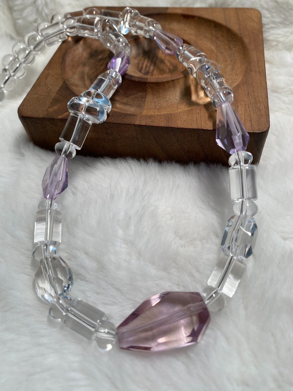 White Crystal Amethyst Beaded Necklace