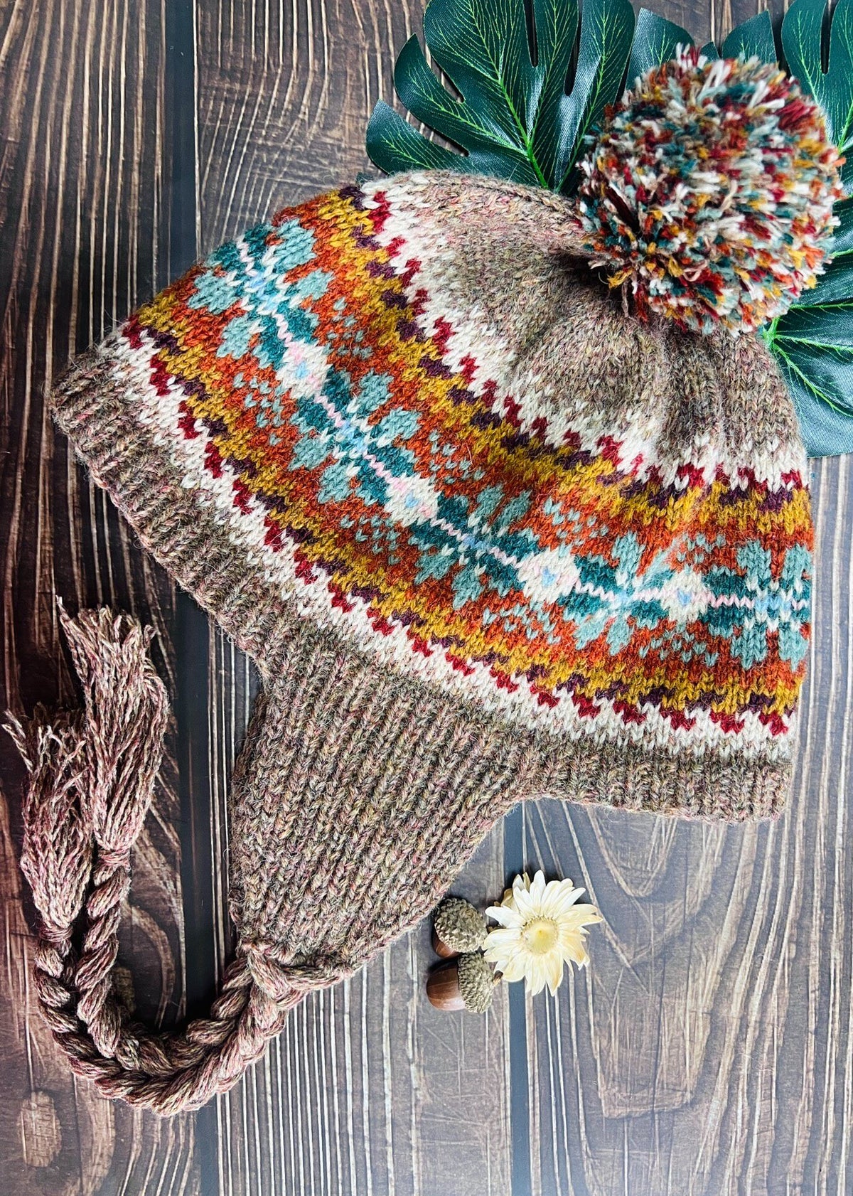 100% Wool Fair Isle Earflap Hat