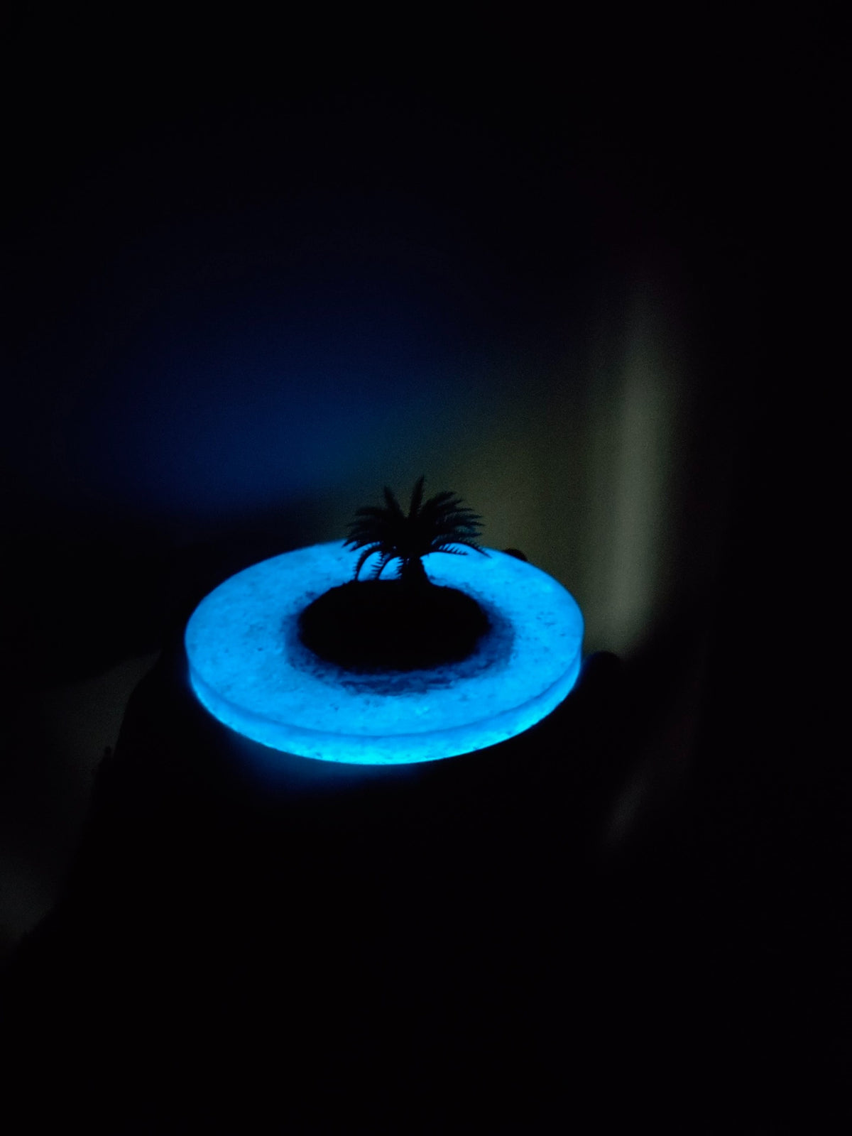 Handgemaakt Kokospalmboom Diorama Blauwe Glans