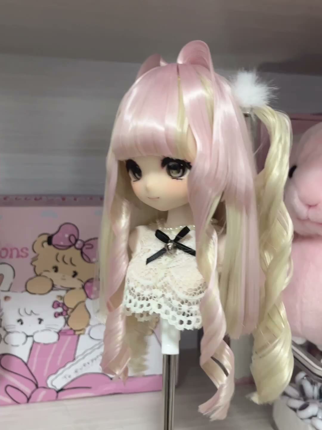 Anime Doll Wig Pink Blonde Twin Tails