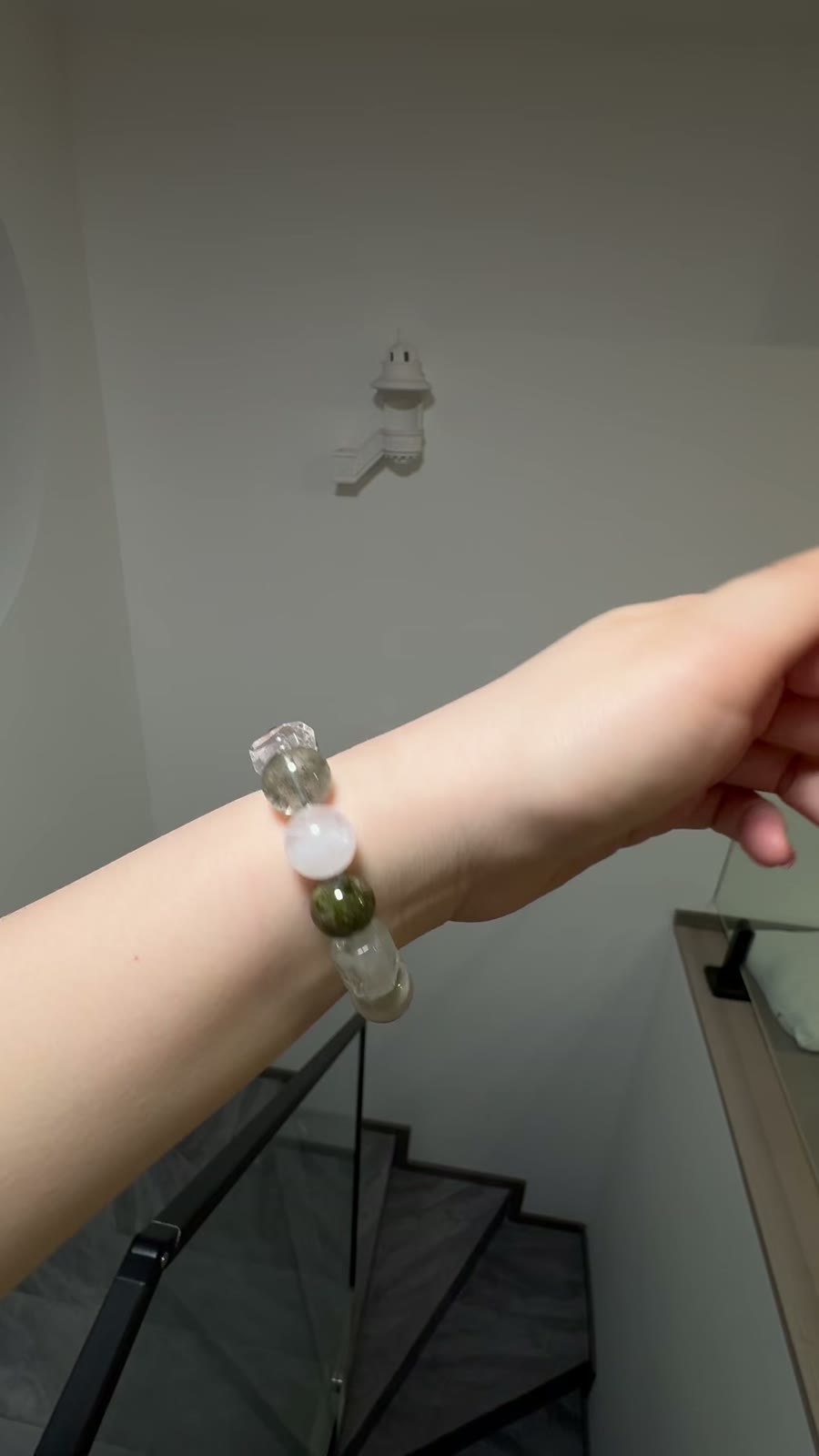 Bracelet de perles en quartz naturel vert phantom