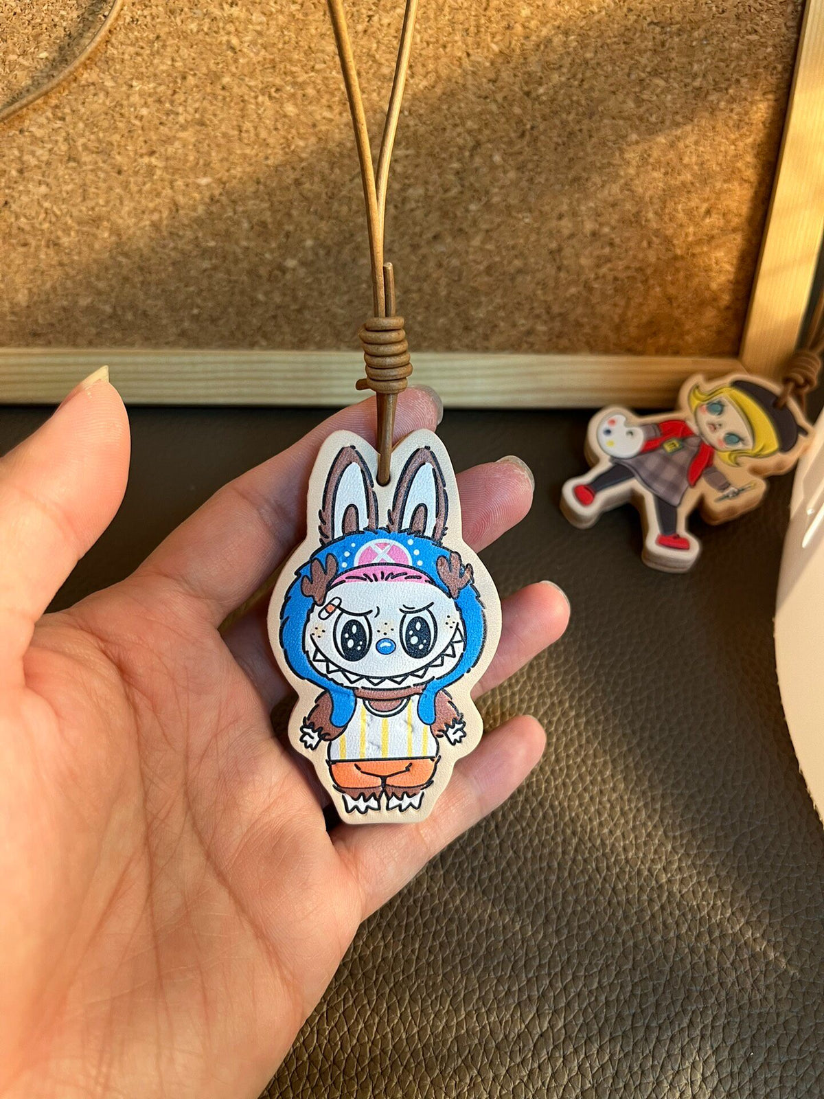 Labubu Leather Charm Bag Car Keychain