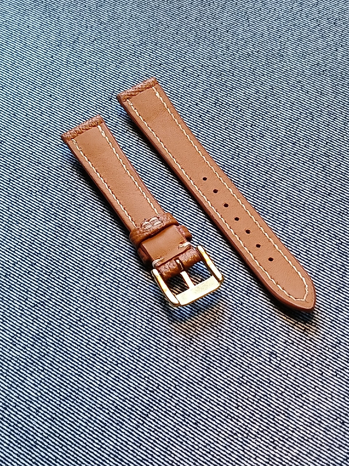 Handmade Leather Watch Strap Gold Brown
