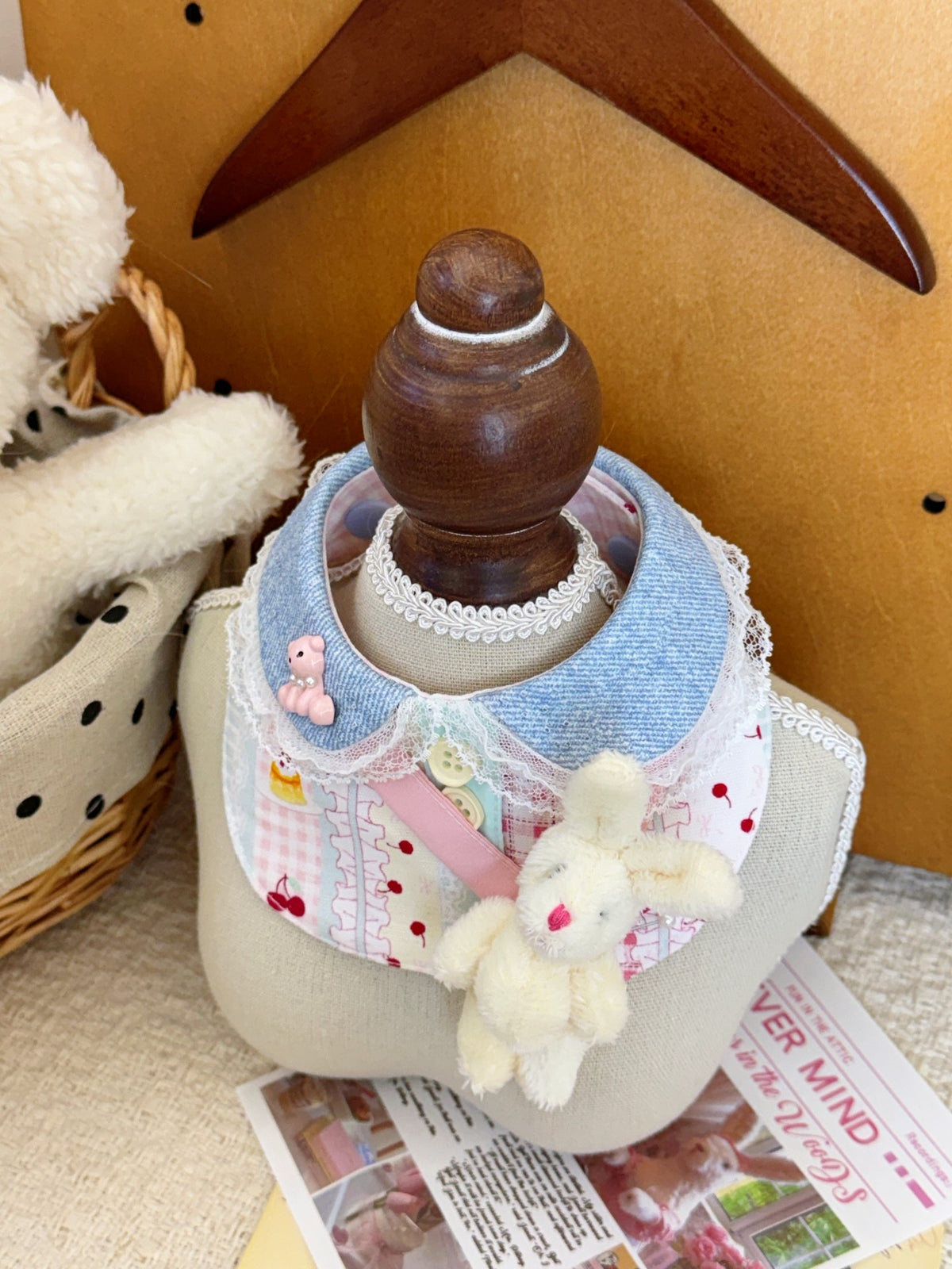 Handmade Spring Bunny Pet Bib with Collar