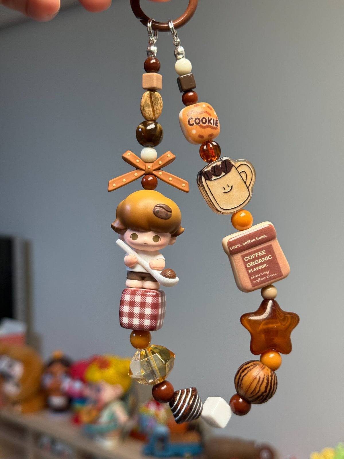 Coffee Bean Dimoo Beaded Phone Strap Charm